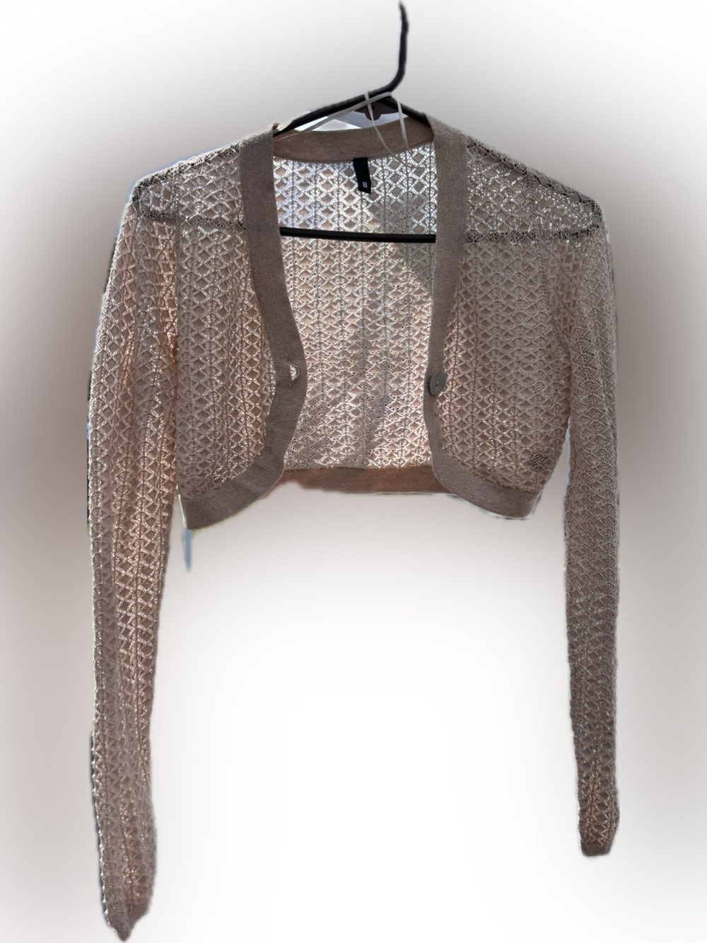 Cream and Gold Openwork Cropped Cardigan